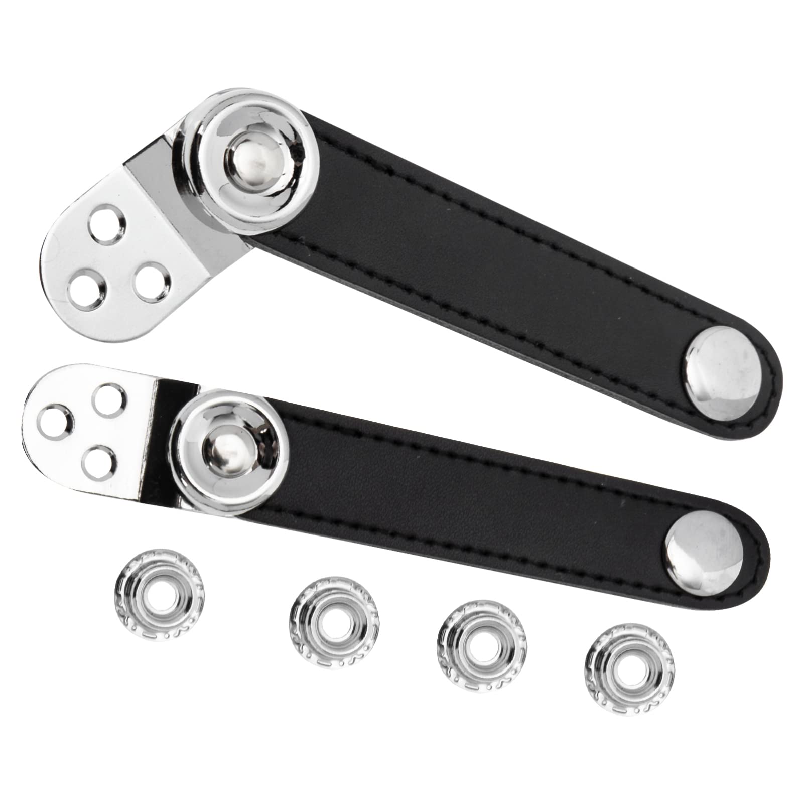 1 Set Universal Bellows Straps Accordion Bellows Straps Clasp Cowhide Accordion Straps with Buckles Double- layer, Black 1