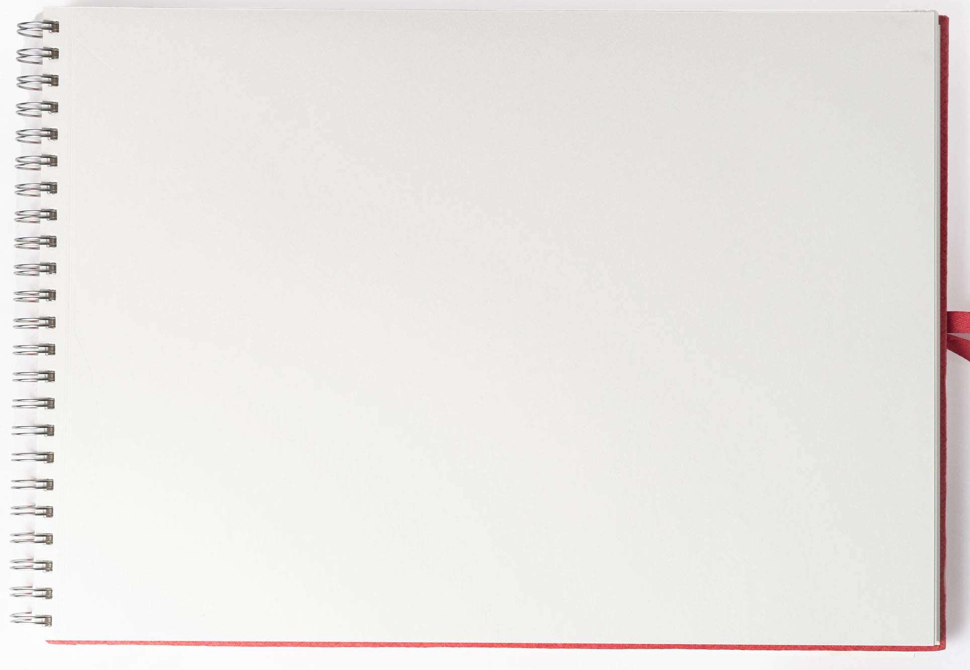 Comma Abaca – Wire-O Bound Sketchbook with Ribbon Closure – A3 Size (Large) – 50 Sheets – 160gsm Anti-Ageing, Acid Free, Archival Fine Grain Paper – Micro-Perforations for Easy Tear Off – (Red) 4