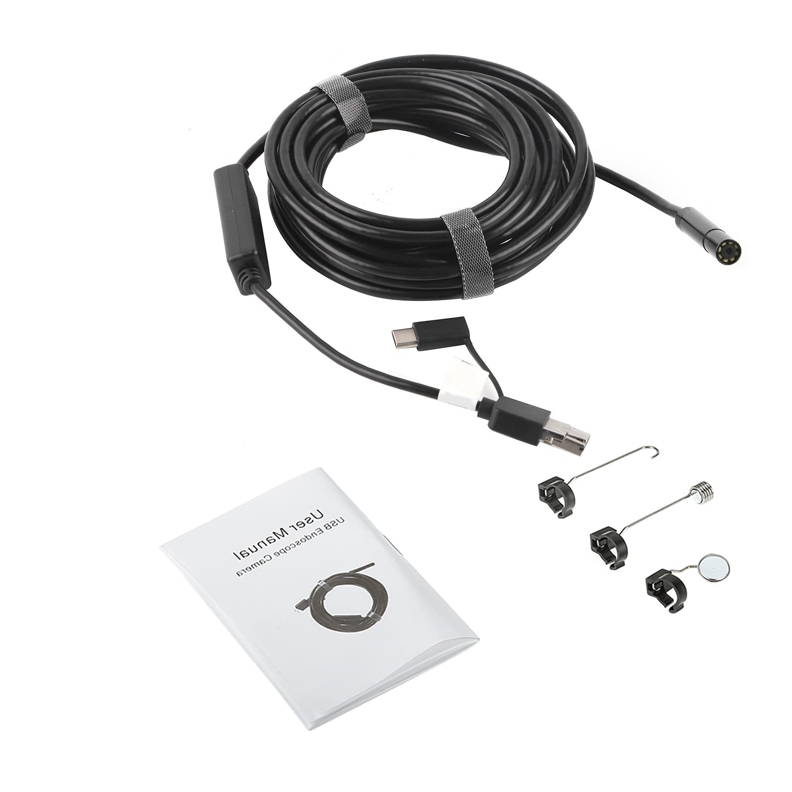 USB Endoscope, Handheld Inspection Camera Easy Operation Portable Flexible Clear with LED Light for Pipe Car