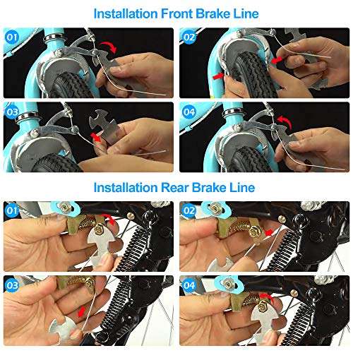 Deapher Premium Bike Brake Cable Kit - 1 Pair Front/Rear Brake Cables with Housing for Mountain MTB Bike and Common Bicycles - High-Performance Brake Wire & Line (Black) 3