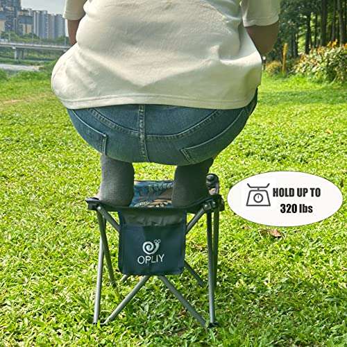 Opliy Camping Stool, Folding Samll Chair Portable Camp Stool for Camping Fishing Hiking Gardening and Beach, Camping Seat with Carry Bag (Green, L 13.5") 5