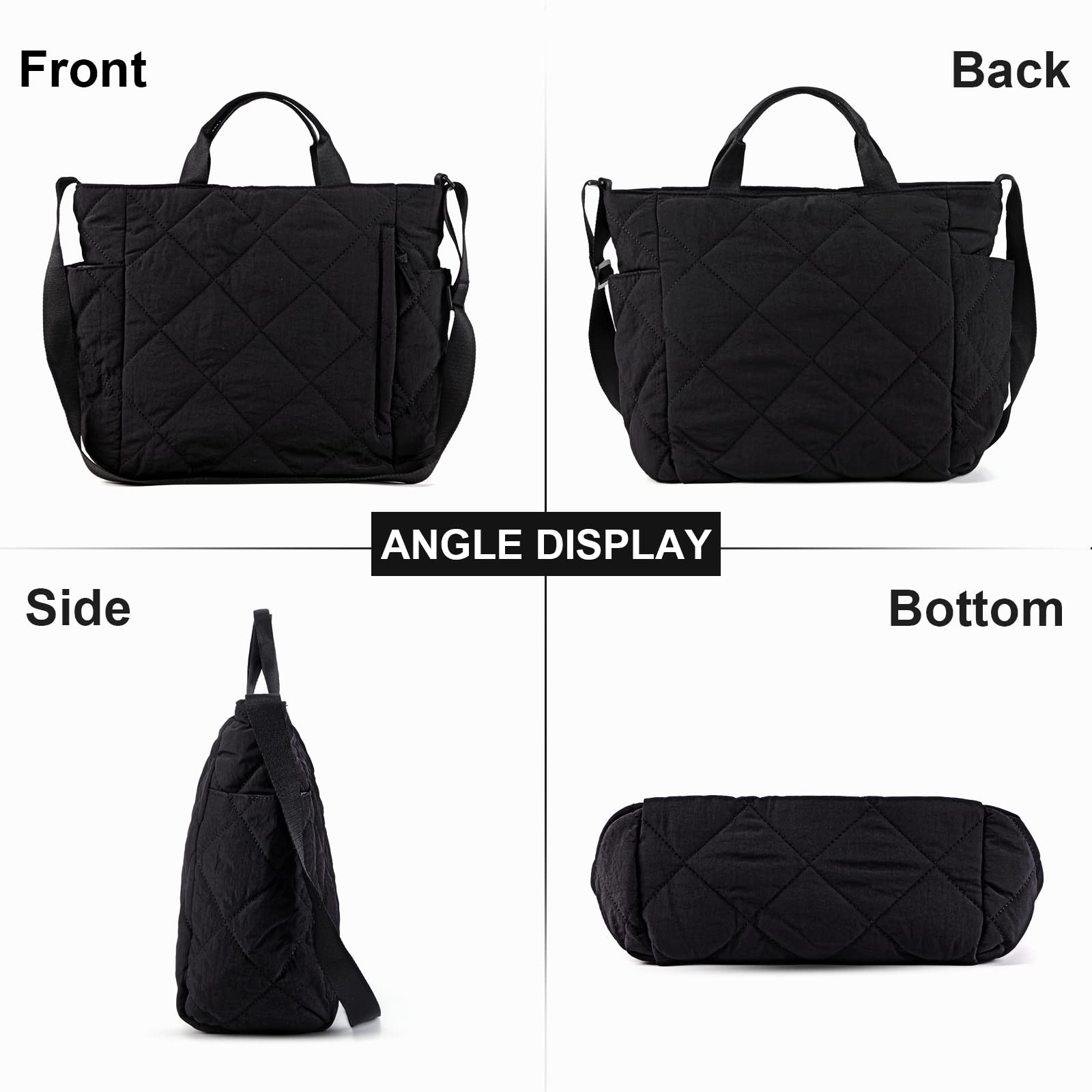 Quilted Tote Bag for Women Puffer Hobo Handbag Lightweight Quilted Padding Shoulder Bag Nylon Padded Crossbody Bag Zip Closure 3