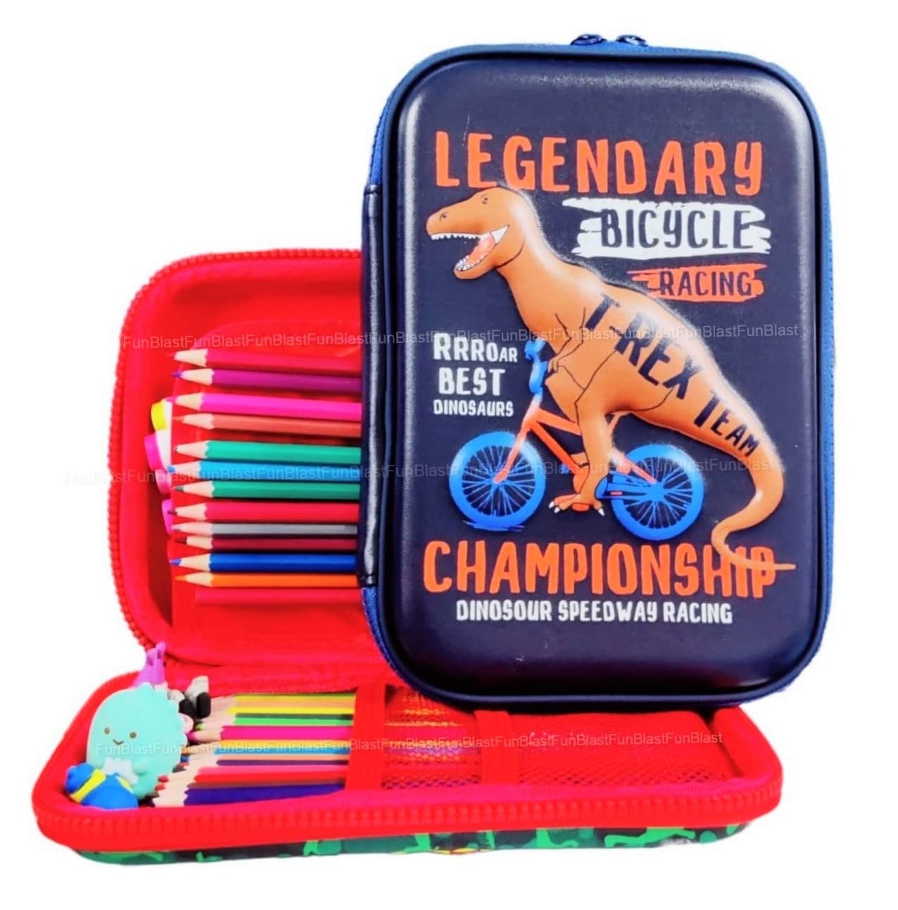 FunBlast Eva Pencil Pouch For Kids, Multi-Purpose Zipper Pencil Case, Big Pencil Pouches For Boys/Girls, 3D Hardtop Canvas Pencil Case, Return Gifts For Kids Legendary Bicycle (Multicolor) 1