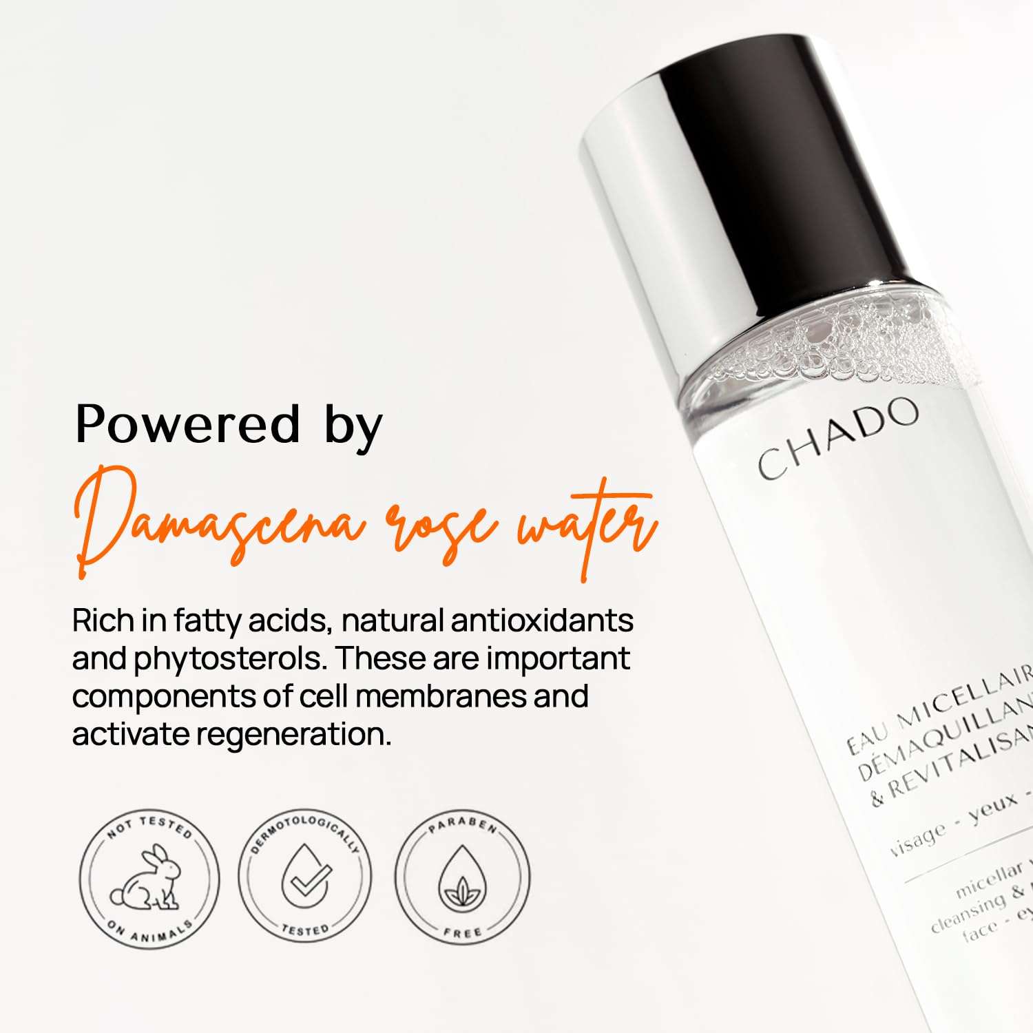CHADO Cleansing and Revitalizing Micellar Water | Facial Cleanser and Makeup Remover for Sensitive Skin | Alcohol Free | Cruelty Free | Gentle and Revitalizing for All Skin Types – 100 ml. 3