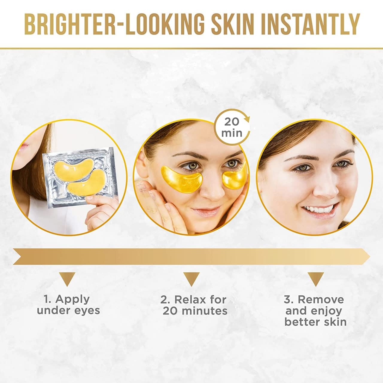 ZSIGNS Gold Crystal Collagen Whitening Moisturizing Under Eye Dark Circle Remover Patches (10 PAIRS) 3