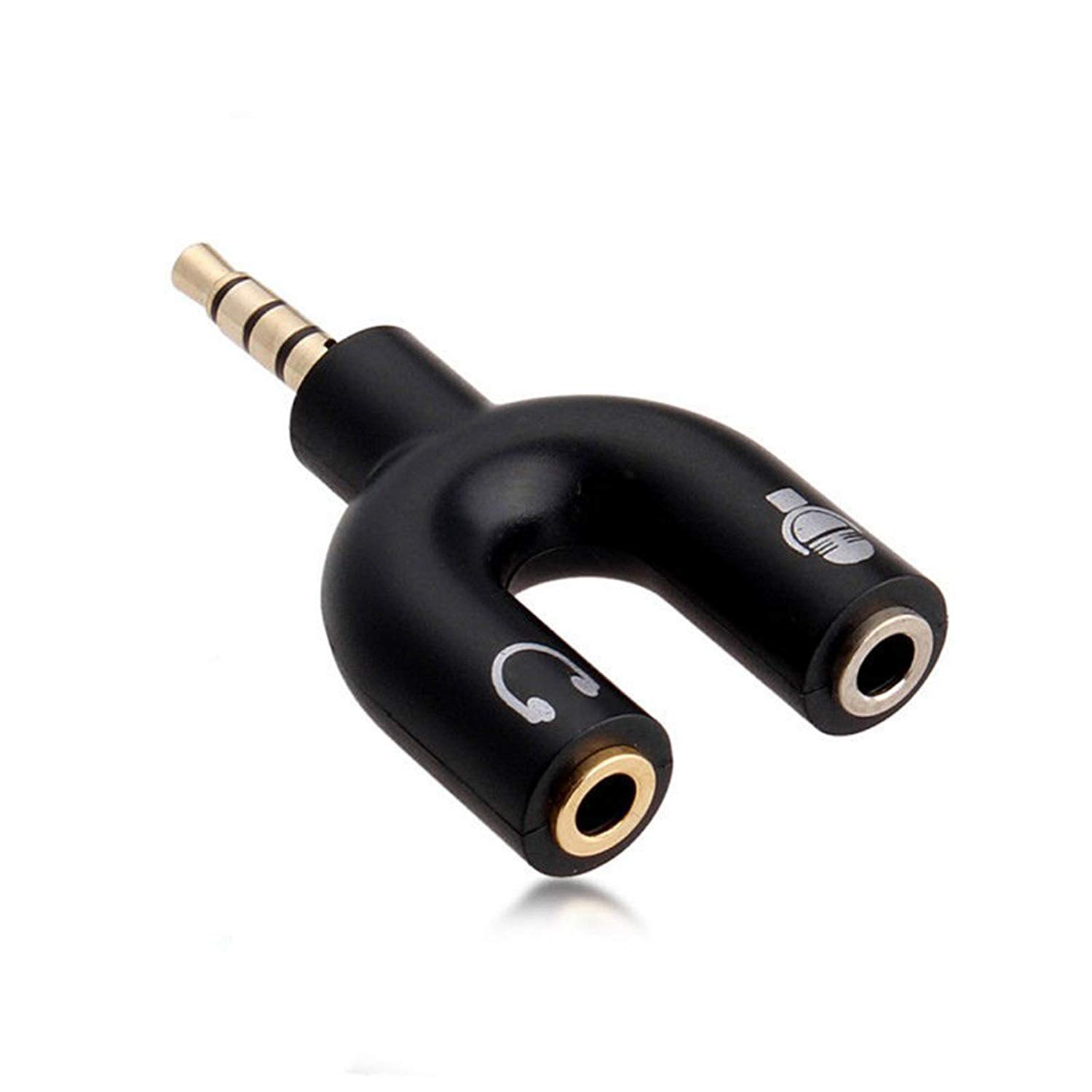 Generic Audio Jack Headphones with mic, 3.5 mm Jack Splitter 2 Male 1 Female (U-Shape) (1 Peace) (Assorted Colour) 1
