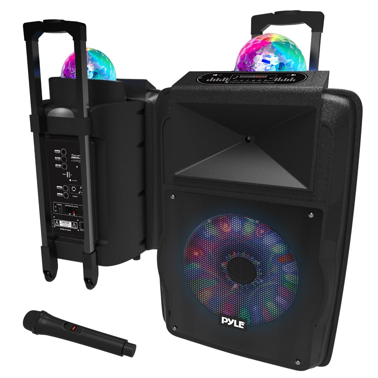 Pyle 700W Portable PA Speaker System Bundle with Bluetooth Wireless Streaming, Flashing LED Lights, Handheld Microphone and Adjustable Heavy Duty Speaker Stand 3