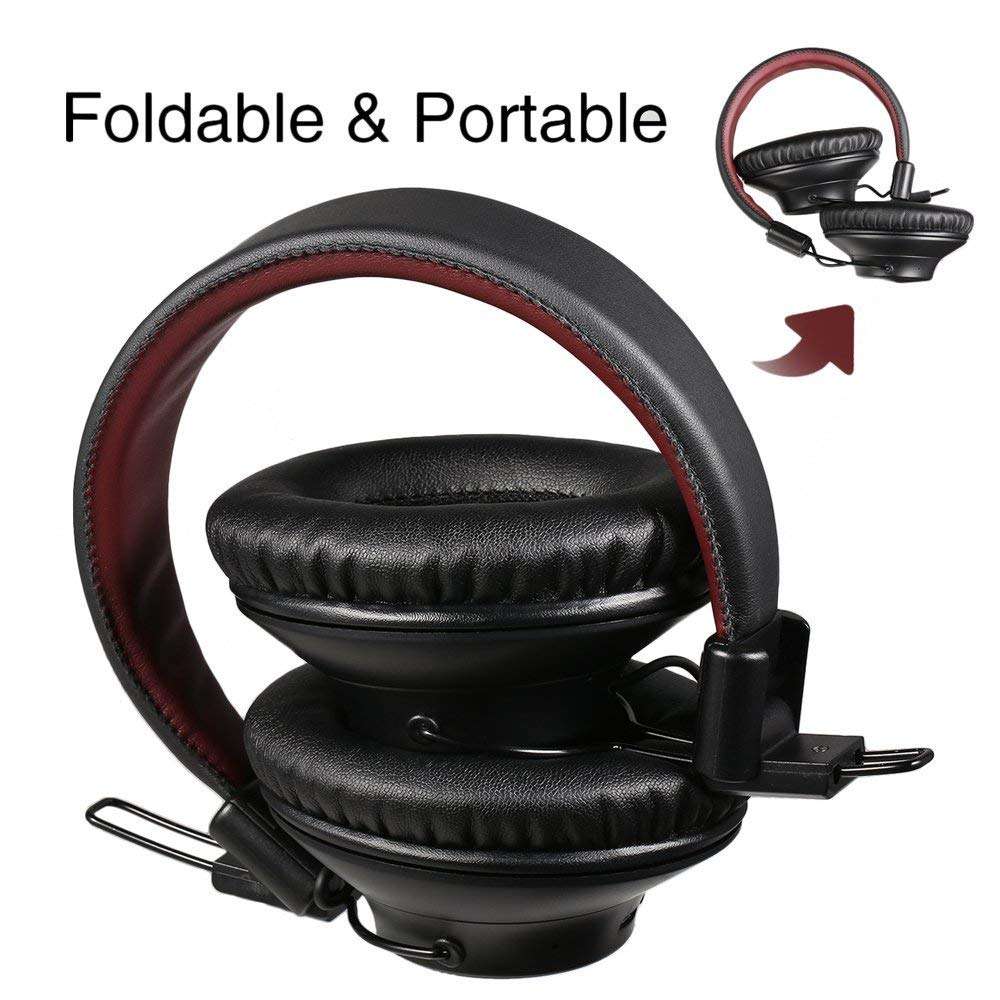 On-Ear Headphones Wireless Bluetooth Foldable Lightweight Headset Wired/Wireless Overhead Headphones with Microphone Over-Ear Bluetooth Headphones Noise Canceling Deep Bass for Home Office Cellphone 3