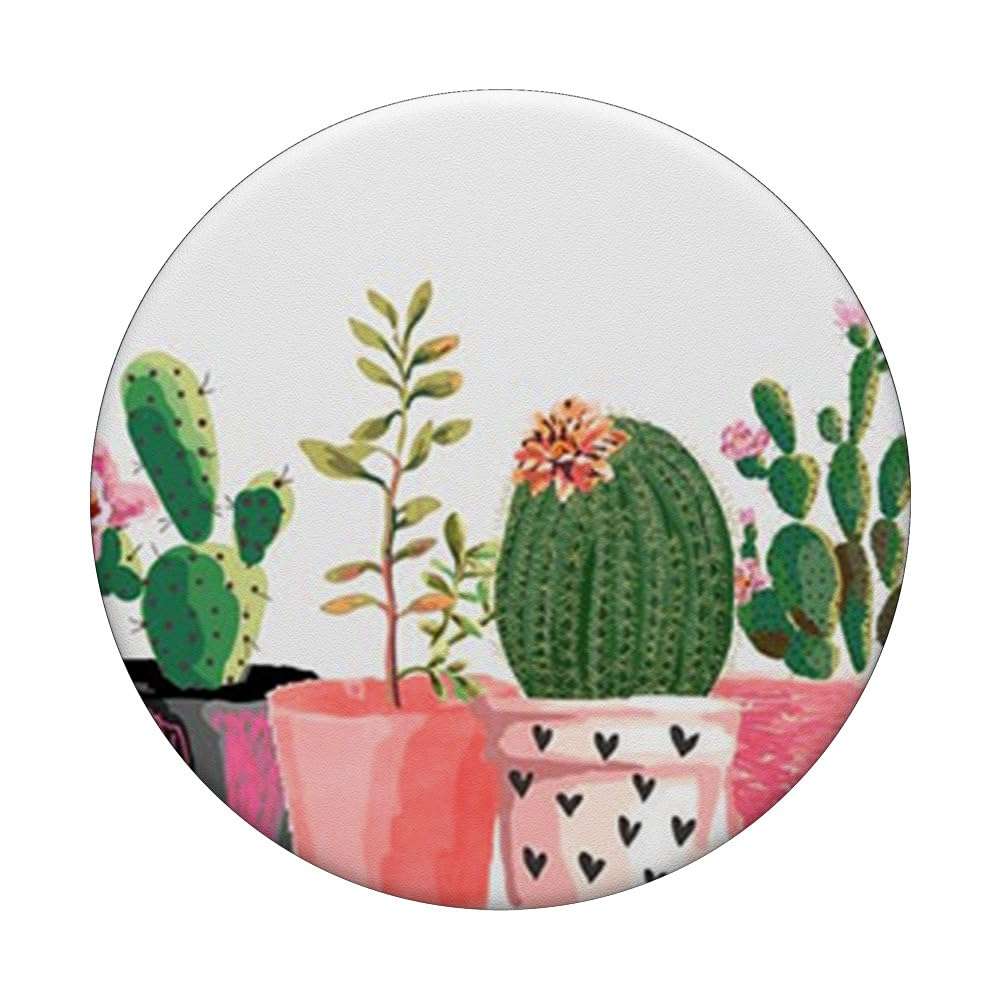 Cute Cactus Flower Watercolor Plants Design Succulent PopSockets PopGrip: Swappable Grip for Phones & Tablets PopSockets Standard PopGrip 3
