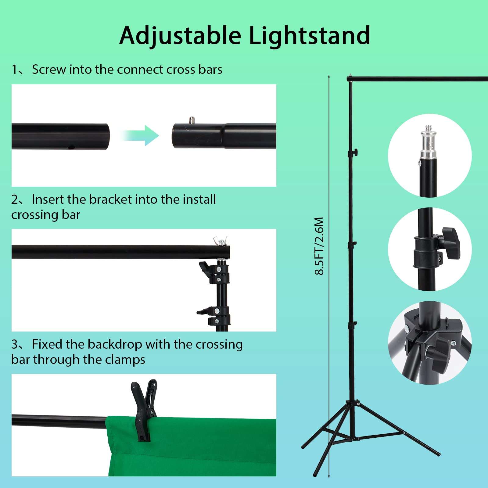 Photography Lighting kit with Backdrops, 8.5ftx10ft Backdrop Stand, 5 Tripod Stands and Bulb, Umbrella Softbox Continuous Lighting, Photo Studio Equipment for Portrait Product Photo Shoot 2