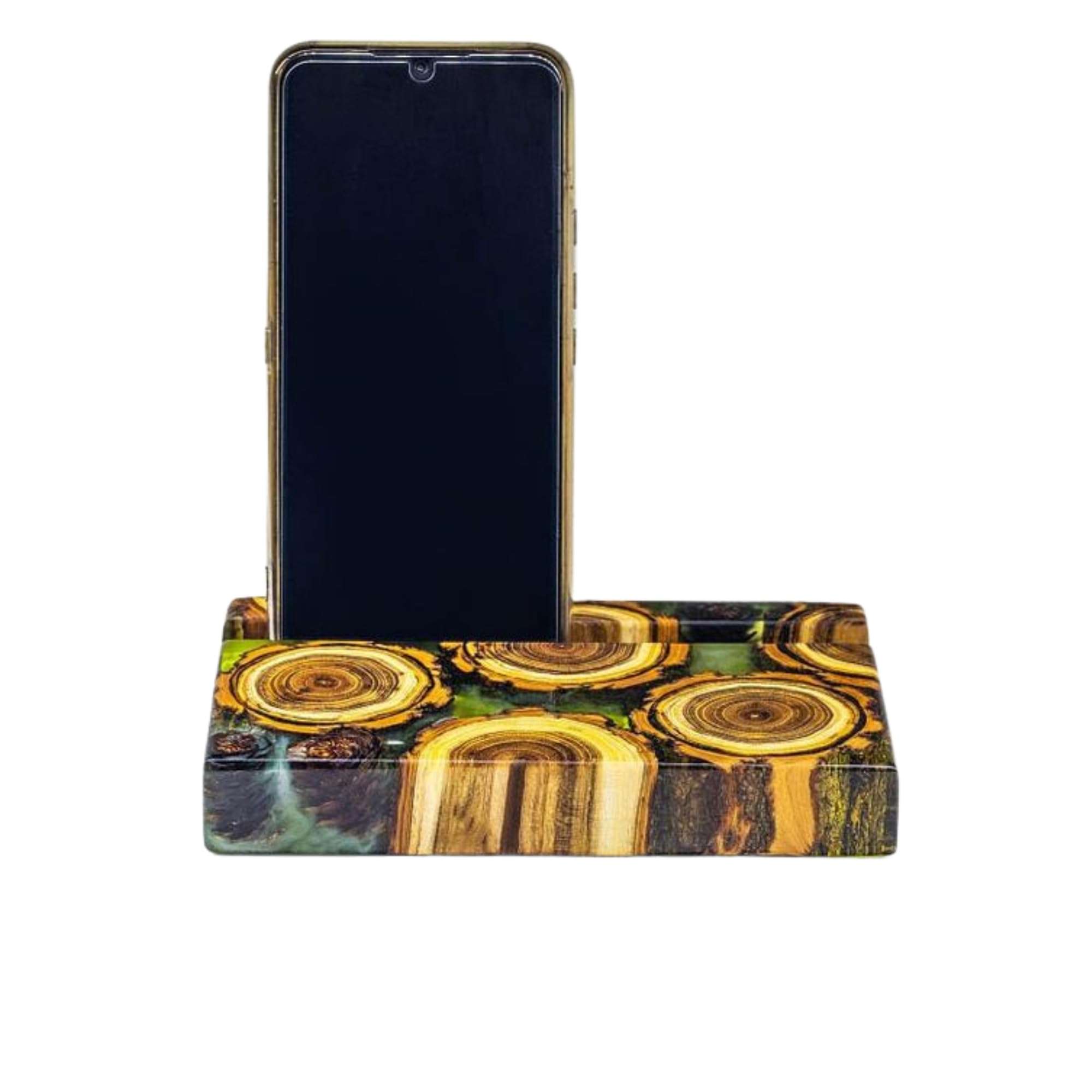 Wood Resin Phone Holder, Epoxy and Wood Phone Stand, Stylish & Portable Phone Stand, Best Holiday Gifts for Employees, Gift for Her Him (Custom) 1