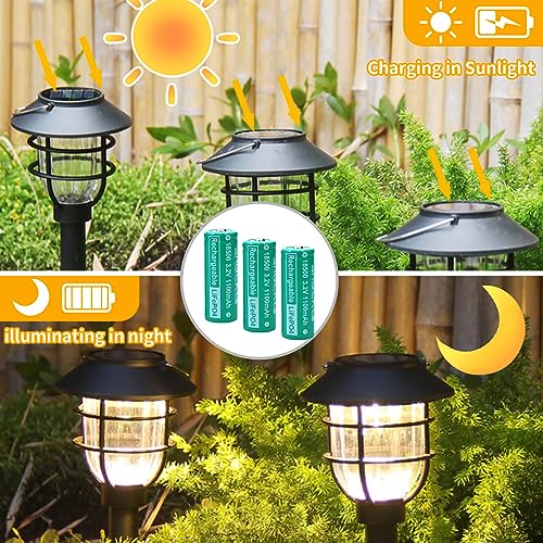 funkawa 18500 3.2V Solar Batteries, shockli 18500 3.2 Volt 1100mAh LiFePO4 Lithium Phosphate Rechargeable Solar Battery for Outdoor Solar Lights (4-Pack) 5