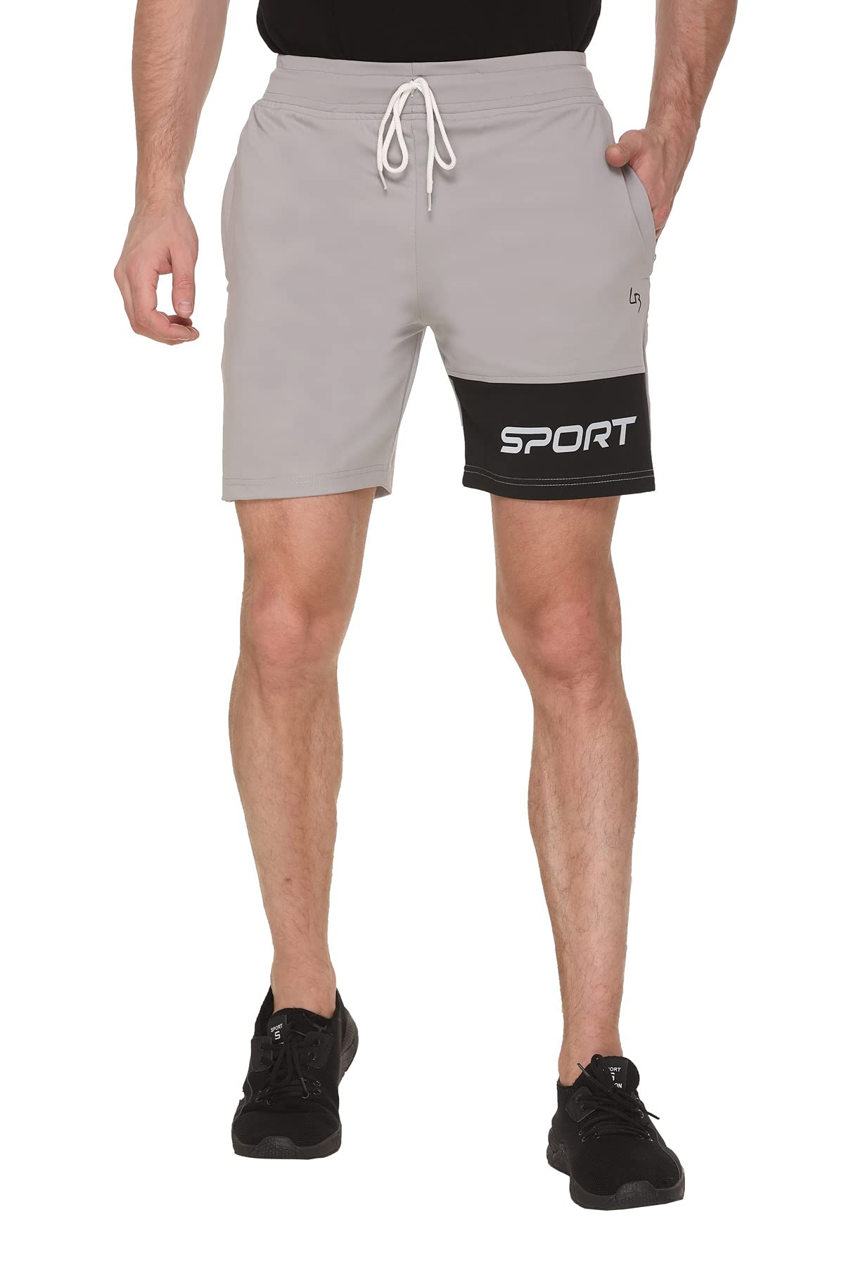 Leebonee Men's Sports Dri Fit Shorts with Four Way Lycra Light Grey 1