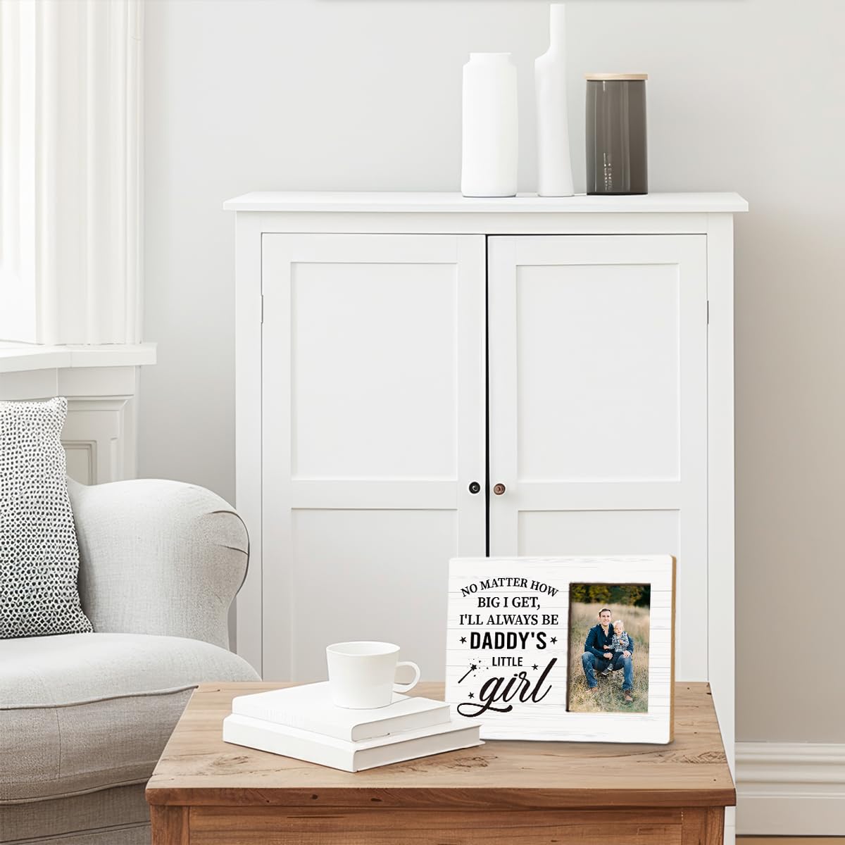 Daddy Gift from Daughter, Father's Day Gift for Dad, No Matter How Big I Get I'll Always Be Daddy's Little Girl, Photo Frame Wall Art Tabletop, Dad Photo Frame Home Decor, Fits 4 * 6 Inches Photo 6