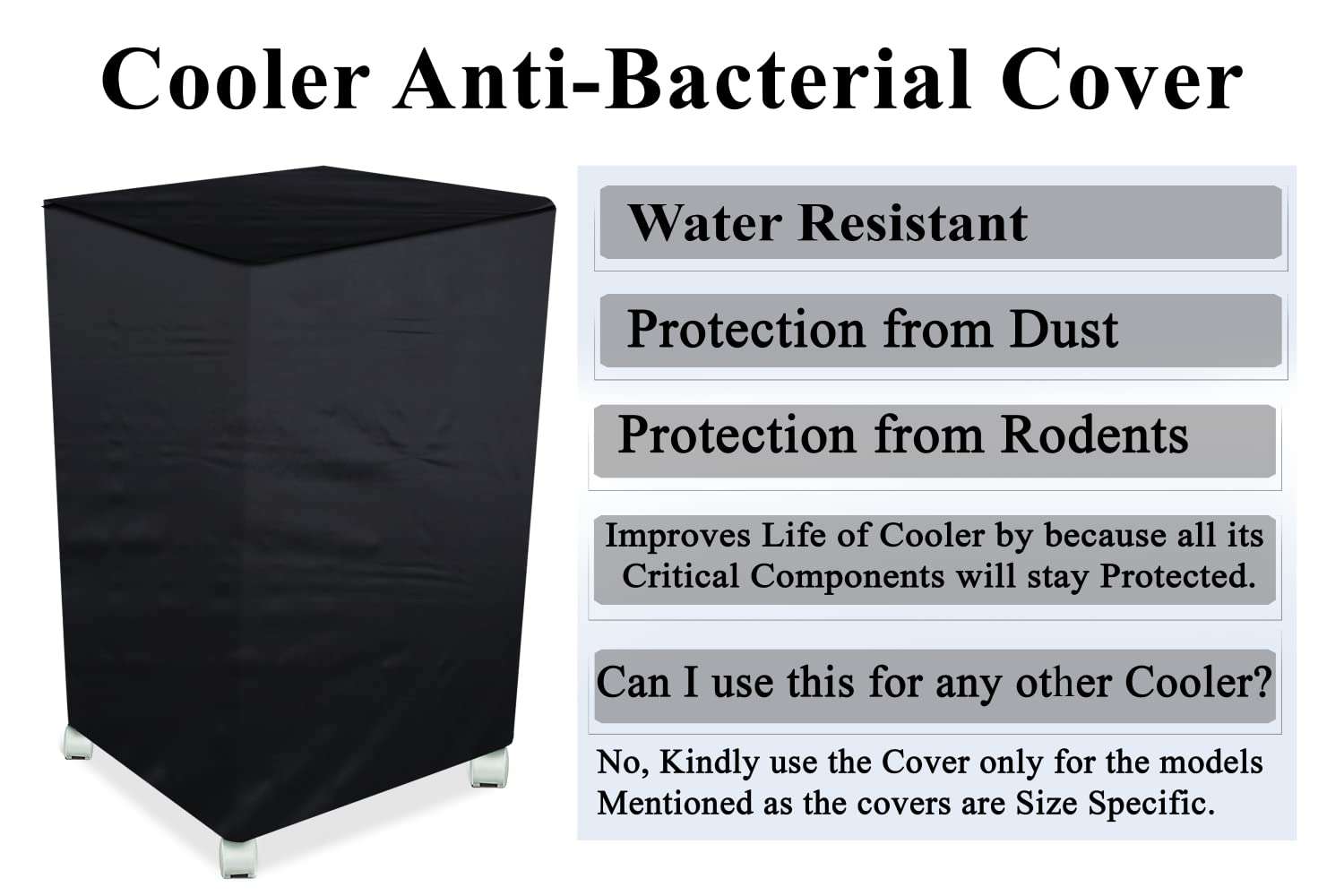 The Furnishing Tree Air Cooler Cover compatible for USHA ZX CD 908 90 Ltr Desert Cooler, Ployester, Black 6