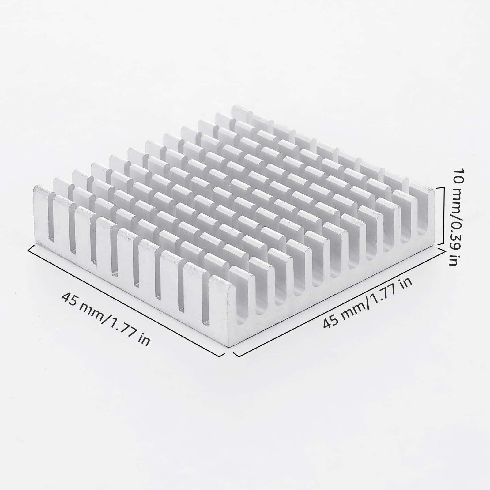 10 PCS Aluminum Chipset Heatsink Radiator Heat Sink Cooling Fin Silver for CPU LED Power Active Component 45 x 45 x 10mm 4