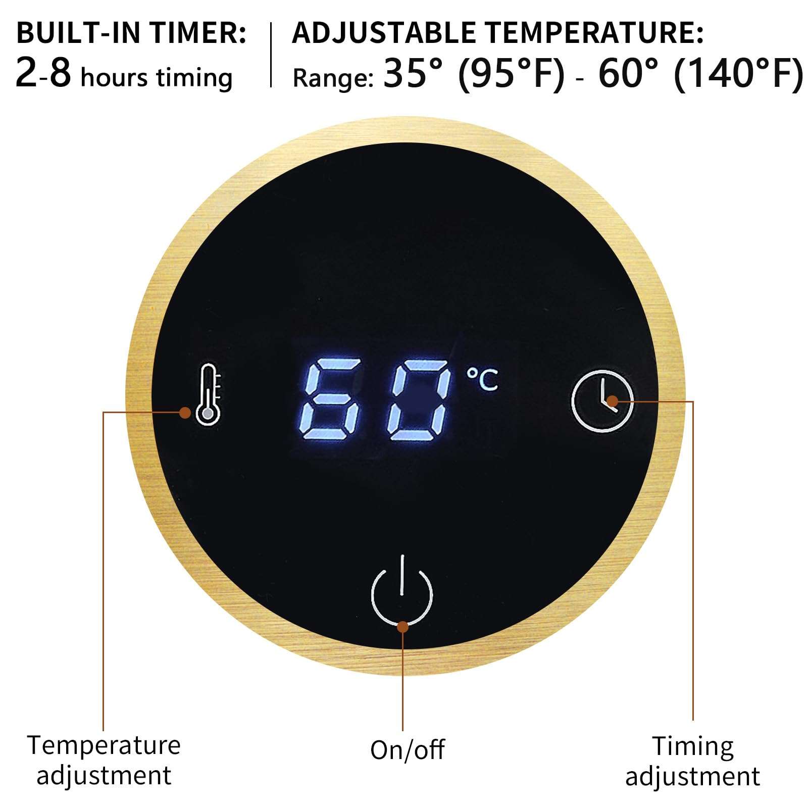 Towel Warmer Rack, Gold 5-Bar Aluminum Alloy, Heated Towel Rack for Bathroom, Hidden wiring/Support Hardwired Heated Towel Rail, With Timer and Temperature Adjustment, Overheat Protection Function 6