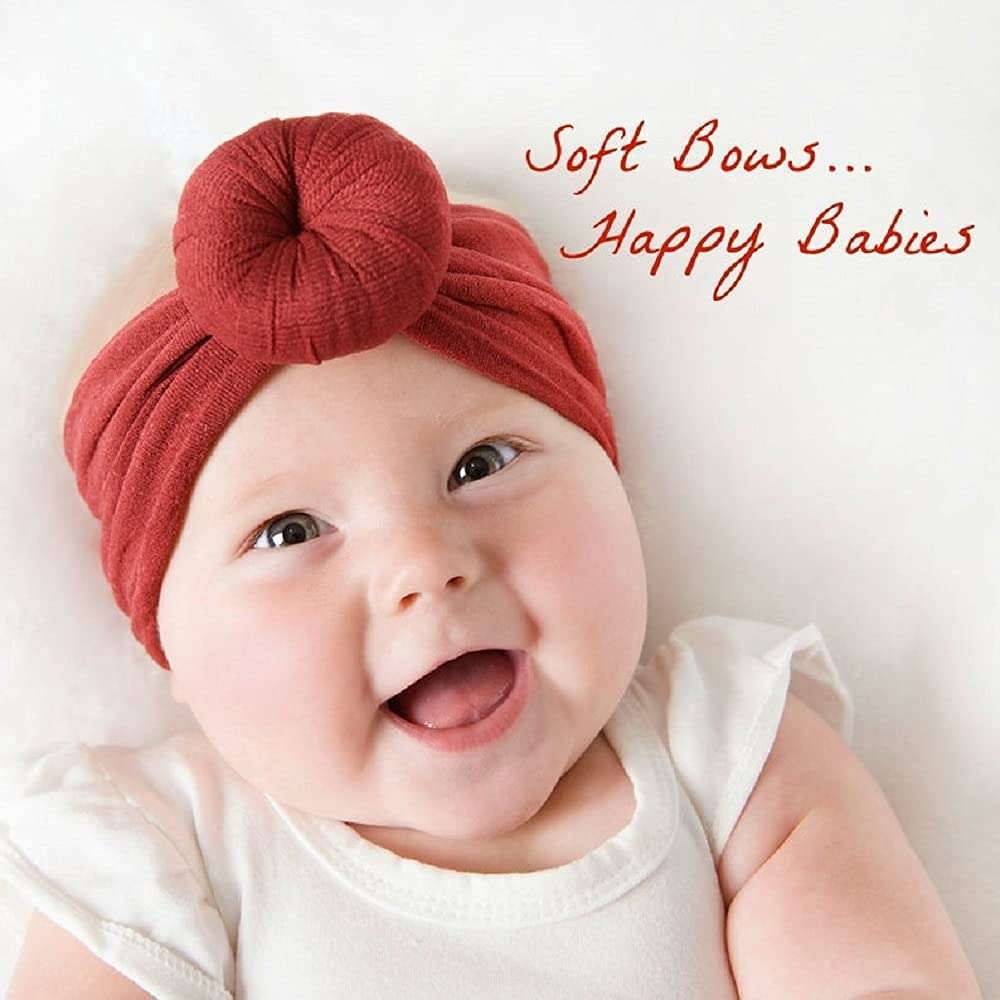 WHISKET Elastic Stretchy Elastic Soft Nylon Bowknot Bow Headbands Hairband Bows Knot Turban Headwraps Hair Bows Accessories for Kids Toddler Infant Newborn Baby Girl [ BAND] (2) 4