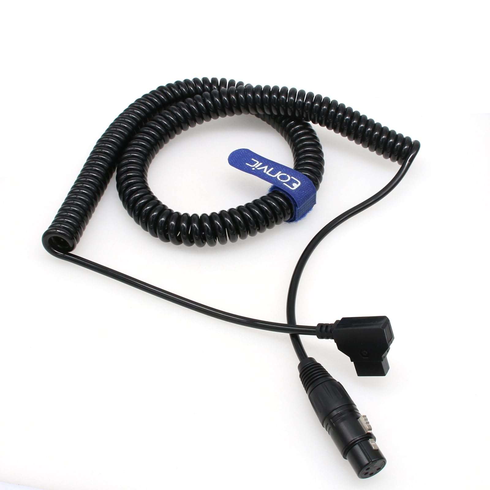 New D-Tap Male to Female 4-Pin XLR Cable for Power Supply Battery Adapter (Coiled，4M After Stretch 3