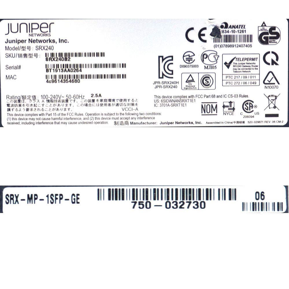 Juniper SRX240H2 Series Services Gateway 4