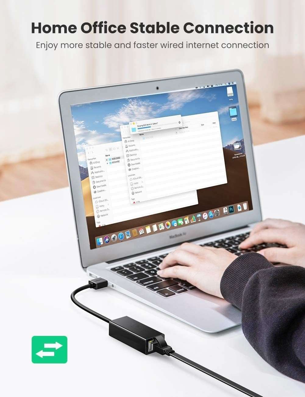 HDF USB to Rj45 Ethernet Adapter, USB to 10/100/1000 Gigabit Ethernet LAN Network Adapter Compatible for Desktop, Router, Tablet & Modem (Black) 4