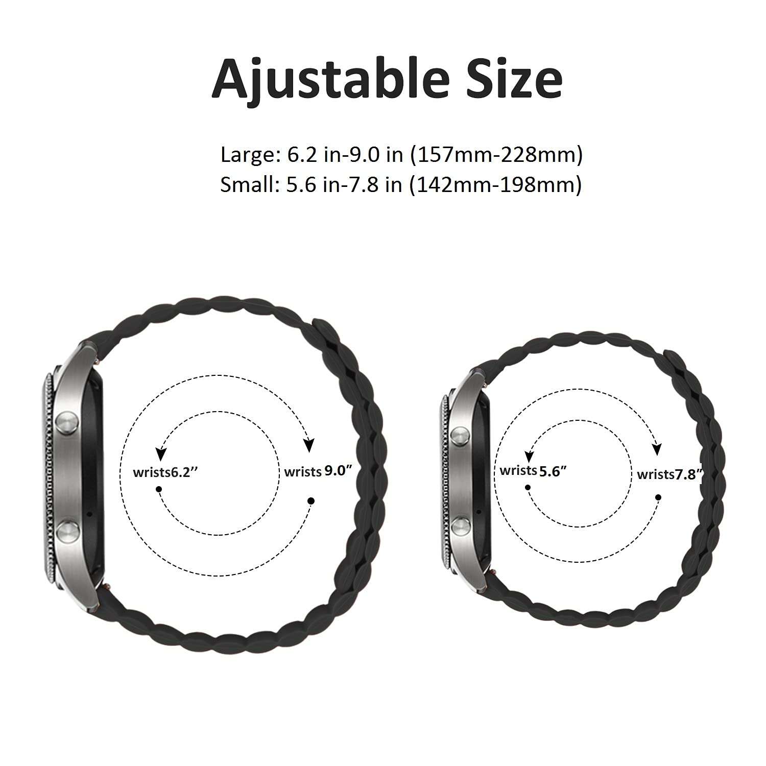 SKYLET Bands Compatible with Samsung Galaxy Watch 3 45mm/Galaxy Watch 46mm/Gear S3 Classic/Gear S3 Frontier Men Women, 22mm Strong Magnetic Closure Loops Sport Silicone Replacement Strap Black, Large 5