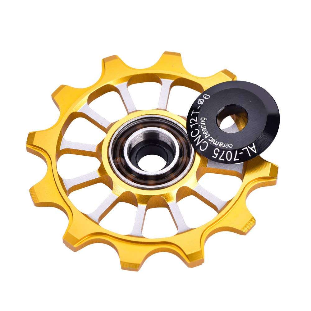 Derailleur Pulley Aluminum Sealed Bearing Wheel Wheel Rear Derailleur Pulleys 12T Ceramic Aluminum Wheel Rear Fit 4/5/6mm Screws Support 7/8/9/10 Speed 6