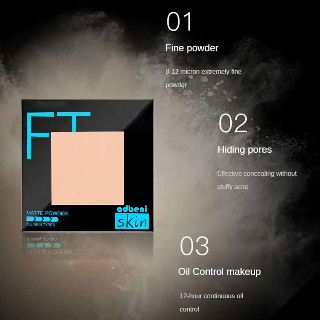 Adbeni Fit Matte Skin Compact Powder 20gm | A Dynamic Fusion of Effortless Coverage | Luminous Radiance & Flawless Skin Perfection | All Skin Types (Shade-01) 6