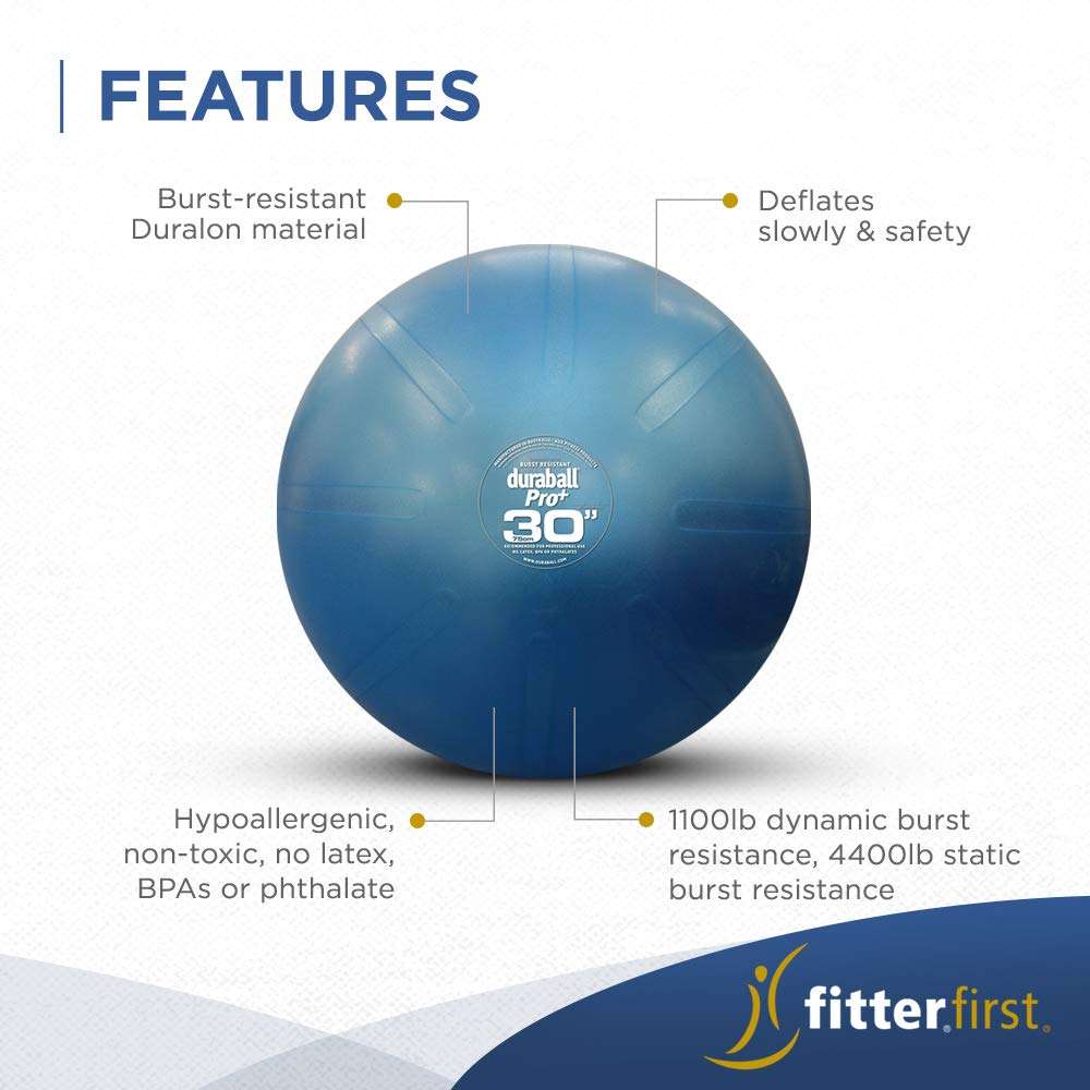 Fitterfirst Duraball Pro Exercise Ball - 75 Centimeter - Blue 3