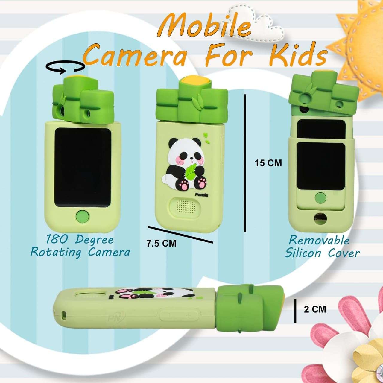 BLiSS HUES Kids Touchscreen Smartphone Toy with 2.8" Screen- 360 Degree Roatating 8MP Dual Camera- MP3 Music Player- in Built Games & Wallpapers- Panda 4