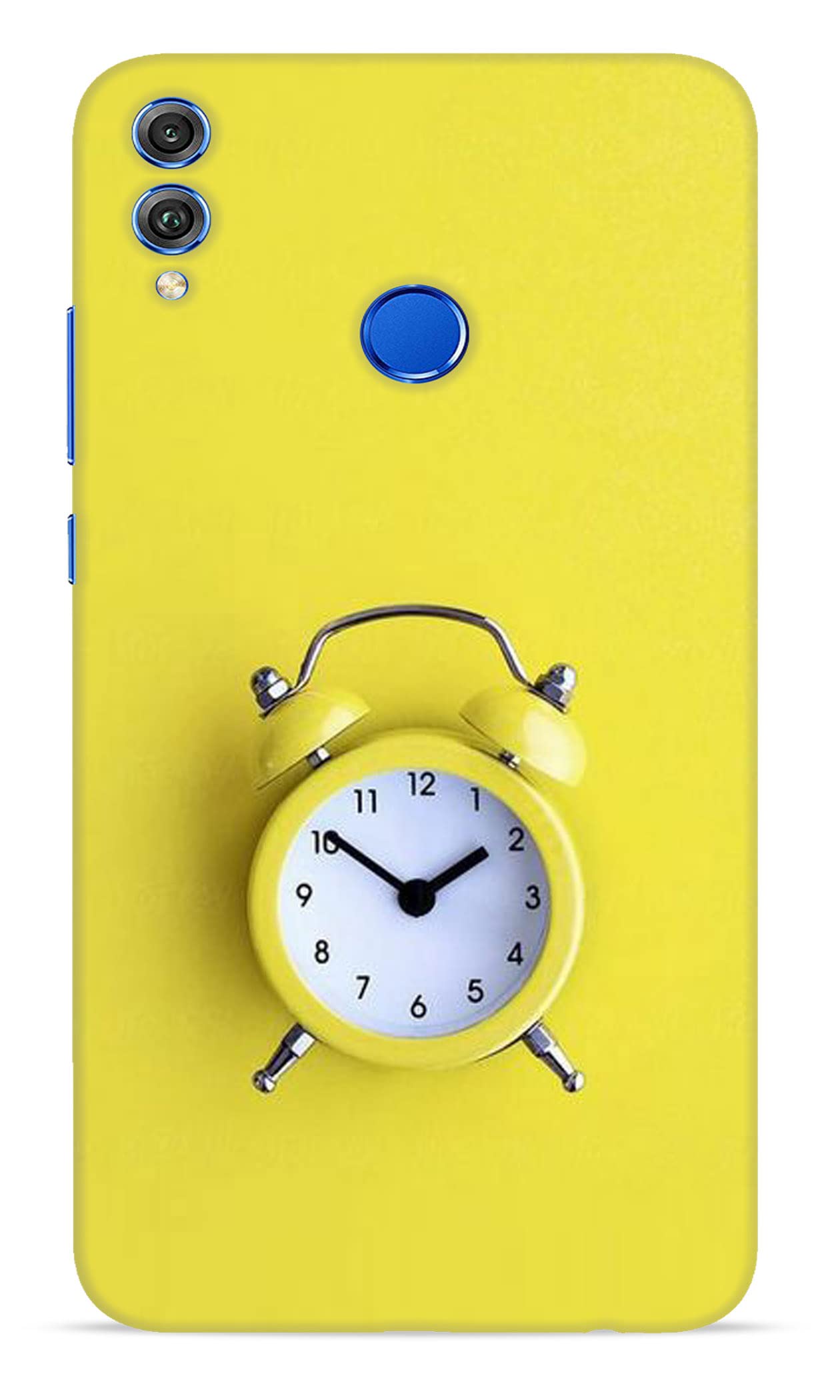 GALACOLORS 3D ''Yellow'' Bell Alarm Clock Designer Back Case Cover for Honor 8X