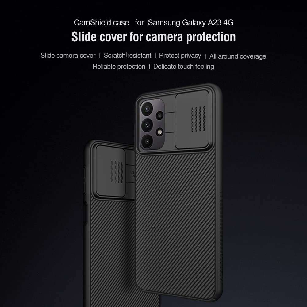 for Samsung A23 4G/5G Case with Camera Cover,Nillkin camshield pro case Slide Lens Protective Heavy Duty Protection shockfroof Cover for Samsung Galaxy a23 4G Phone case (Black) 3