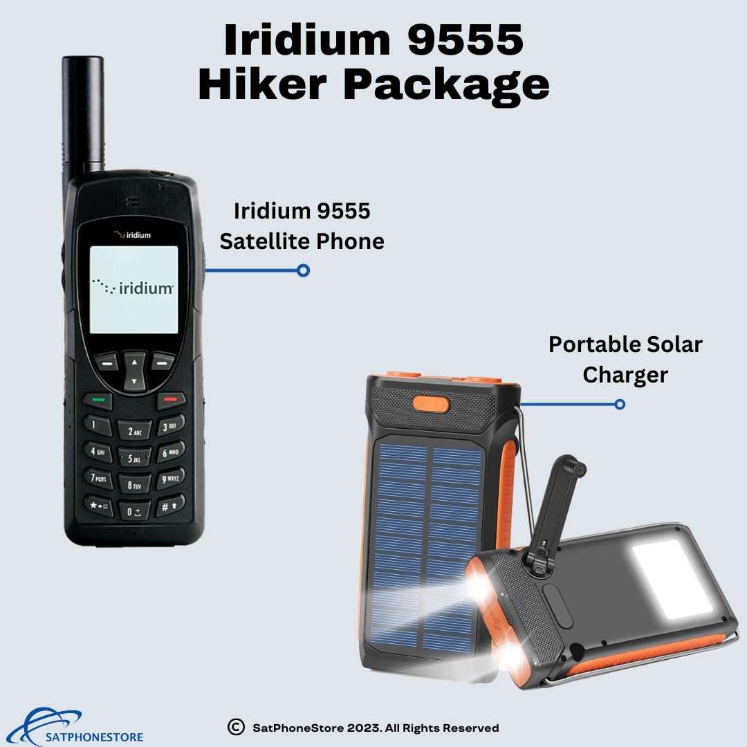 SatPhoneStore Iridium 9555 Satellite Phone Hiker Package with Solar Charger, Protective Case and SIM Card Ready for Easy Online Activation (2: 200 Minutes) 4