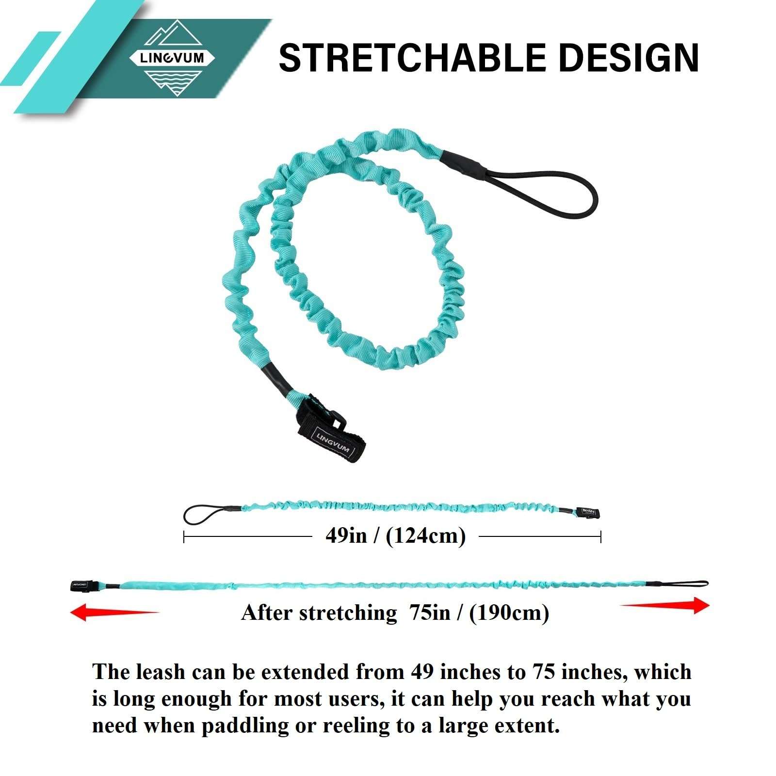 LINGVUM Kayak Paddle Leash Stretchable Paddle Strap Coiled Lanyard Rope for Kayaking Canoing Boating, Fishing Poles Rods, Kayak Paddle Accessories 3
