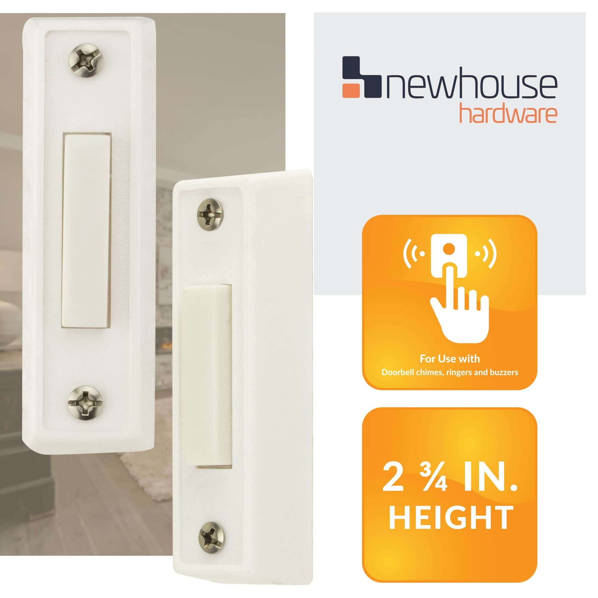 Newhouse Hardware BT1W Unlighted Doorbell Button, 1-Pack, White 4