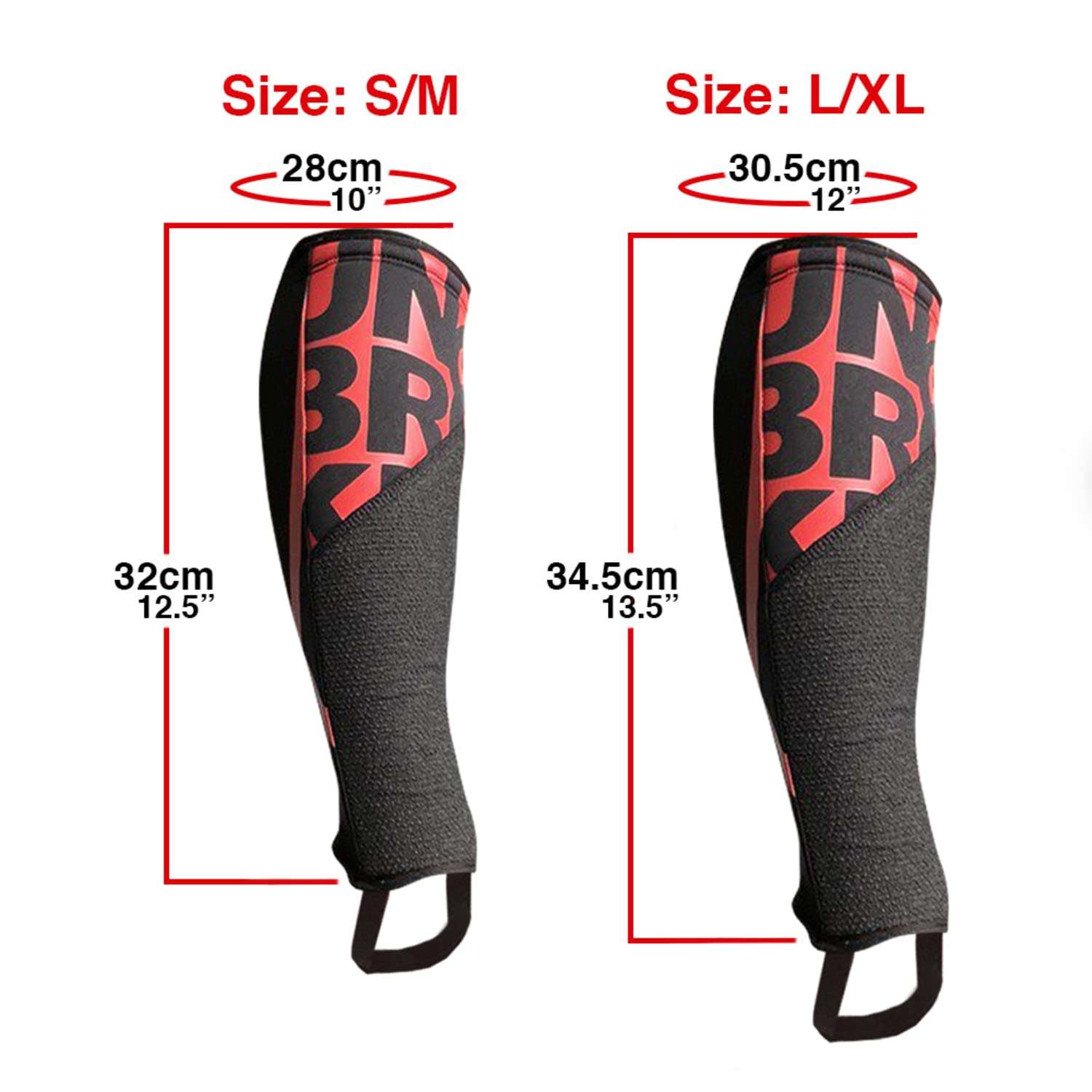 UNBROKENSHOP Shin Sleeves Pro Red 7mm Neoprene, Weightlifting, Deadlift, Rope Climb, Box Jumps for Men and Women, Single (L/XL) 5