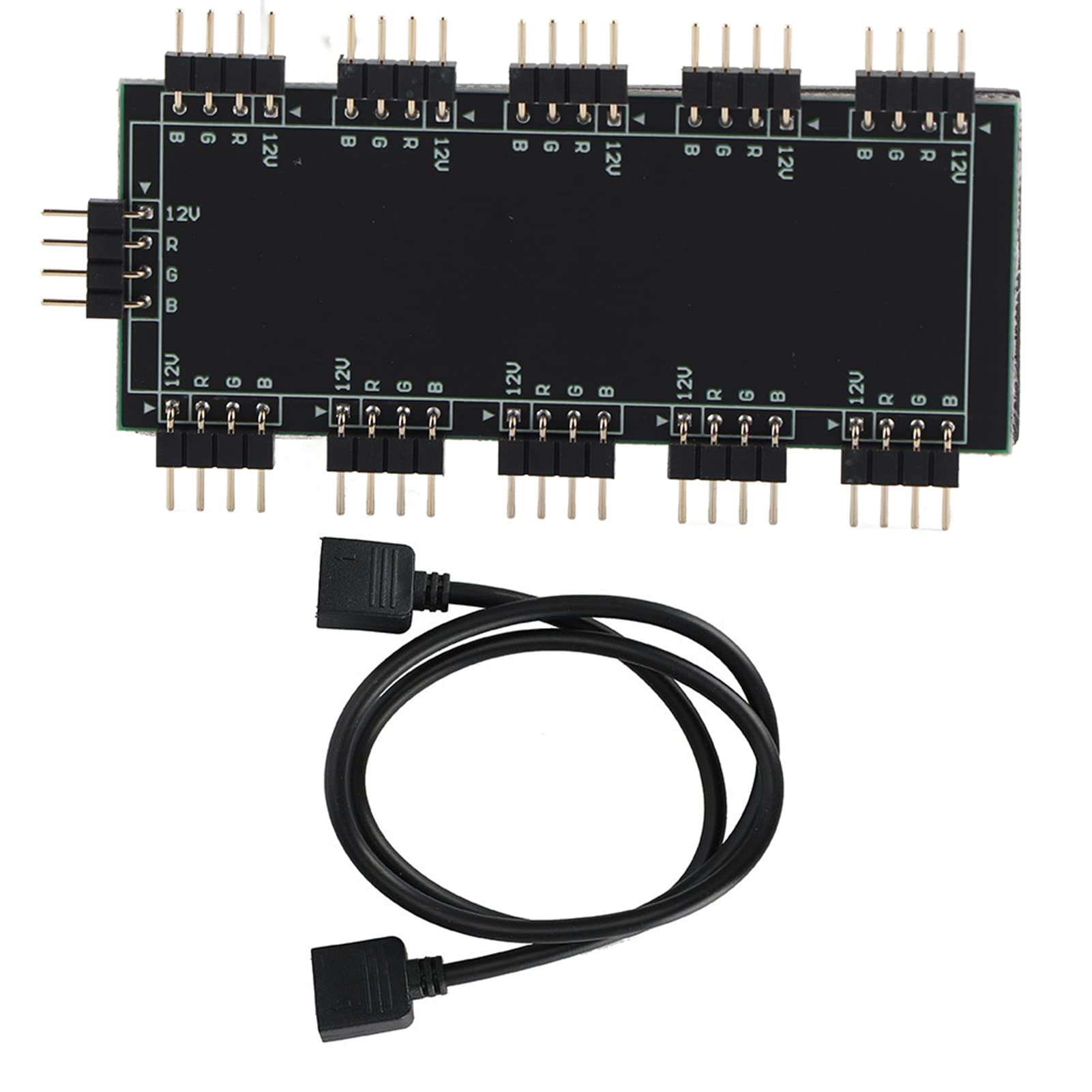 RGB Hub, Motherboard RGB Hub, 10 Channel PCB Practical Horizontal Pin for PC Motherboard, Desktop Motherboard (12V 4-pin) 3