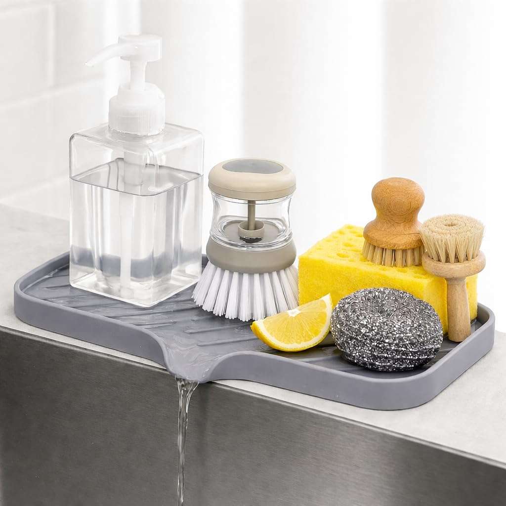Bitutan Kitchen Sink Organiser & Soap Holder – Multi-Purpose Sink Organizer for Kitchen Basin | Kitchen Soap Stand for Sink, Sponge Tray & Dish Soap Rack Tools | Organiser for Kitchen Counter 1