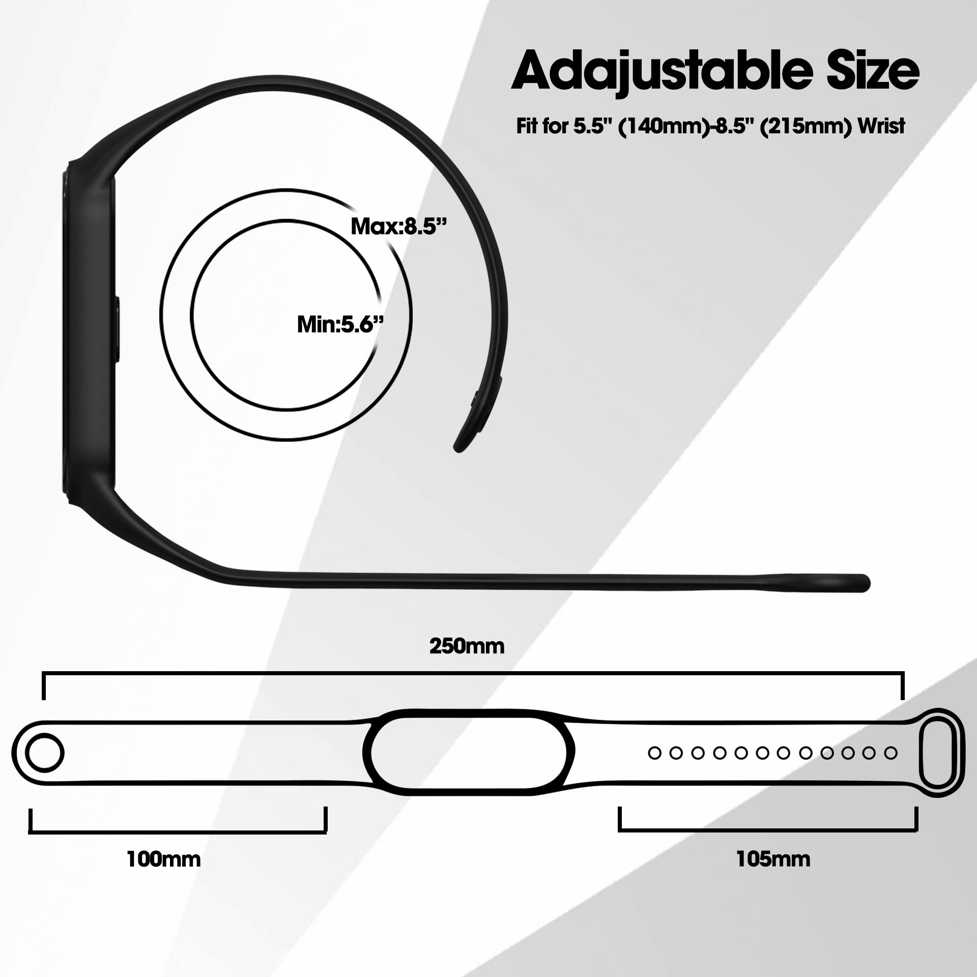 Sounce Adjustable Xiaomi Mi Band 5 Smartwatch Soft Silicone Strap Band Bracelet (Not Compatible with Mi Band 3 / Mi Band 4) 6