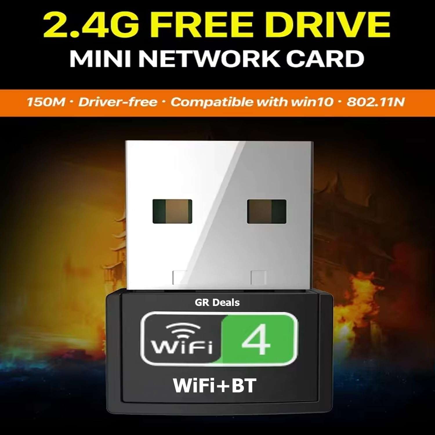 GR Deals 2 in 1 Wireless BT WiFi Dongle, Dual Band Bluetooth and WiFi Adapter for PC/Laptop/Desktop, WiFi Bluetooth Dongle (Upto 150 Mbps, 4.2GHz) Black. 3