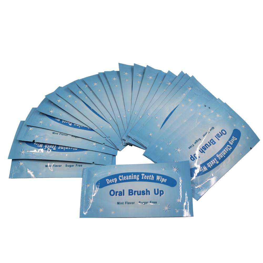 50pcs Finger Teeth Wipes Oral Brush Ups Disposable Dental Deeping Cleaning Fresh Breath Mint Flavour 1