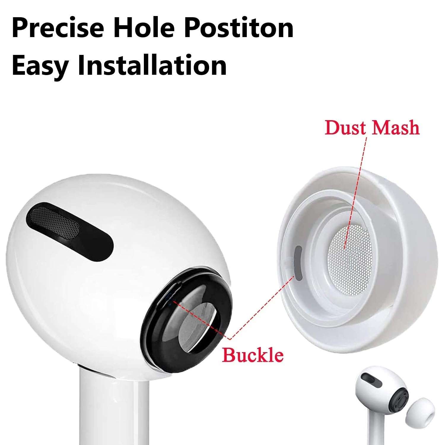 Sounce Silicone Replacement Ear Tips for Apple AirPods Pro 2 & Airpods Pro, Anti-Slip Eartips, Tighter Seal, Fits in The Charging Case, (Medium Size) (1 Sets, 2Pc) - White 4