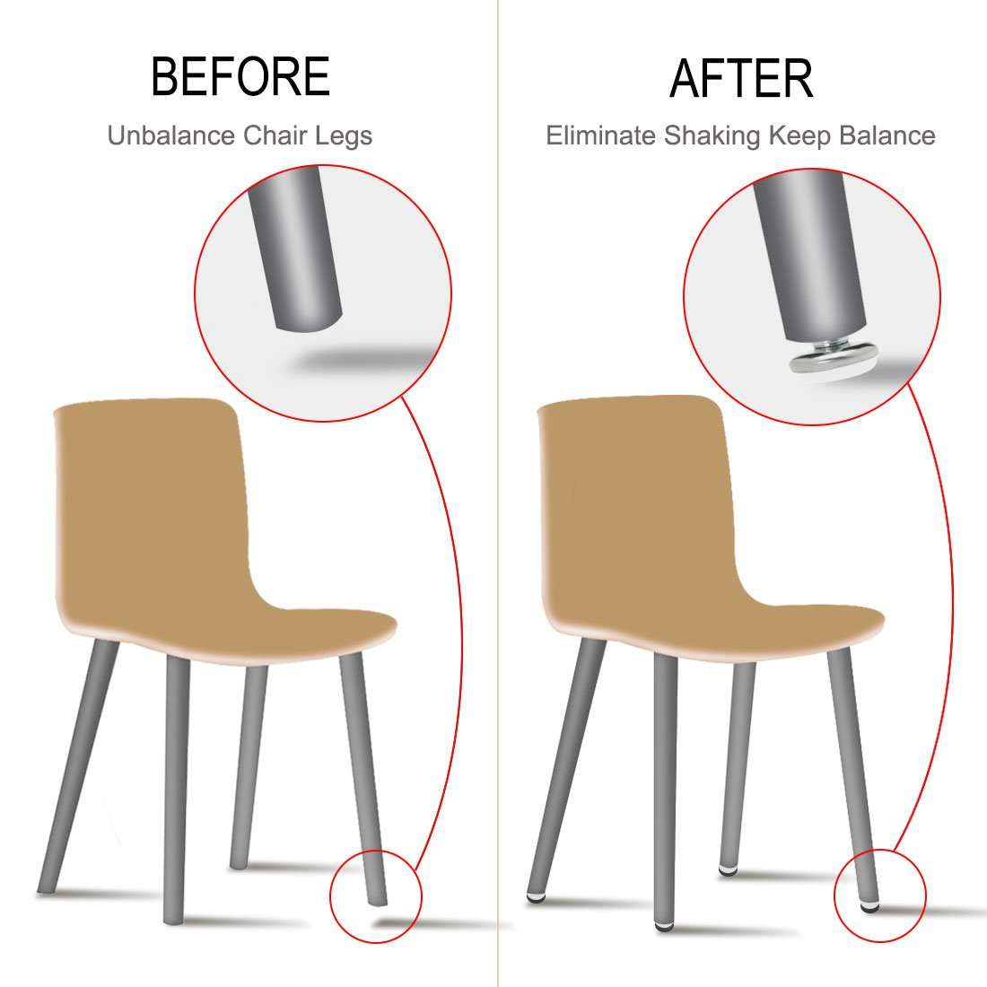 uxcell M8 x 13 x 30mm Screw on Furniture Glide Leveling Feet Adjustable Leveler Pad for Chair Industrial Machine Desk Leg 24pcs 6