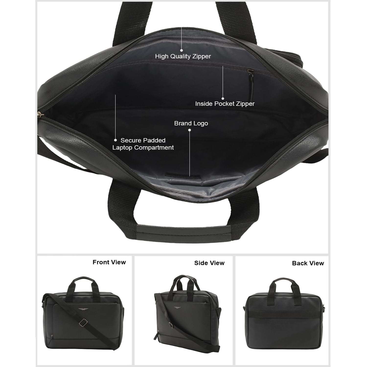 POLICE Tember 15" Laptop Briefcase - Black 5