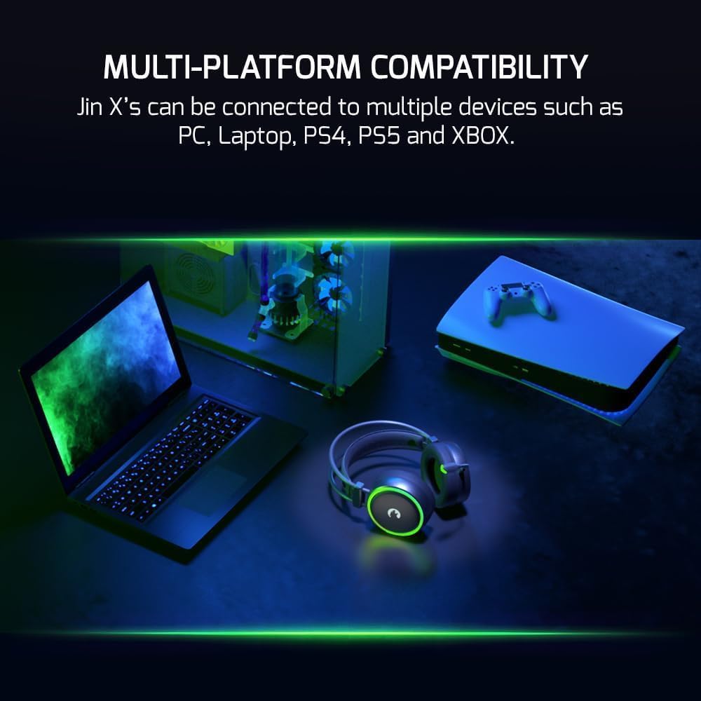 GAMEPOWER Medusa USB Gaming Headset - 7.1 Virtual Surround Sound, Wired Led Headphones with 50MM Drivers, Comfort Design, 360 Spatial Audio, Noise Cancelling Mic for PC, Laptop, Black 3