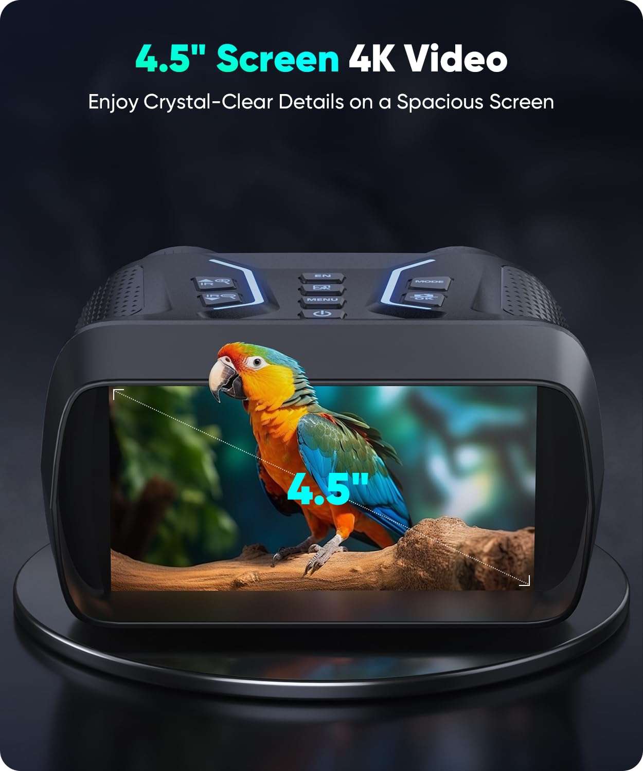 MoonFox Night Vision Goggles - 4K Night Vision Binoculars for Adults, 4.5'' HD Screen with 8X Digital Zoom, Includes 32GB TF Card to Save Photos and Videos, Ideal for Camping, Hunting & Security 4