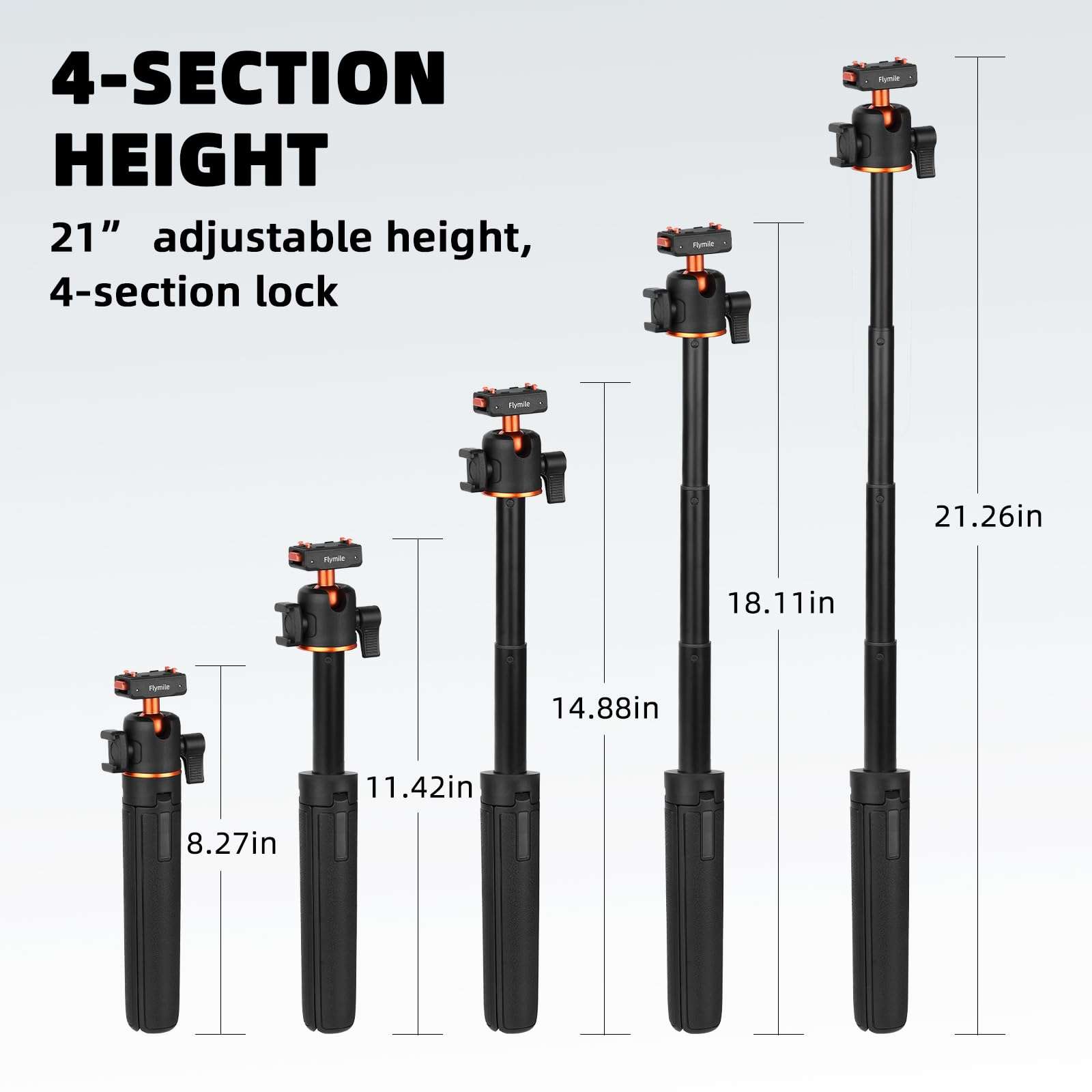 Tripod for Insta360 X5 ACE Pro 2, 21” Selfie Stick Quick Release Extension Rod Mini Table Desk Portable Handle Grip Stand with Cold Shoe for Insta 360 X5 X4 Air, ACE Pro 2 Accessories 6