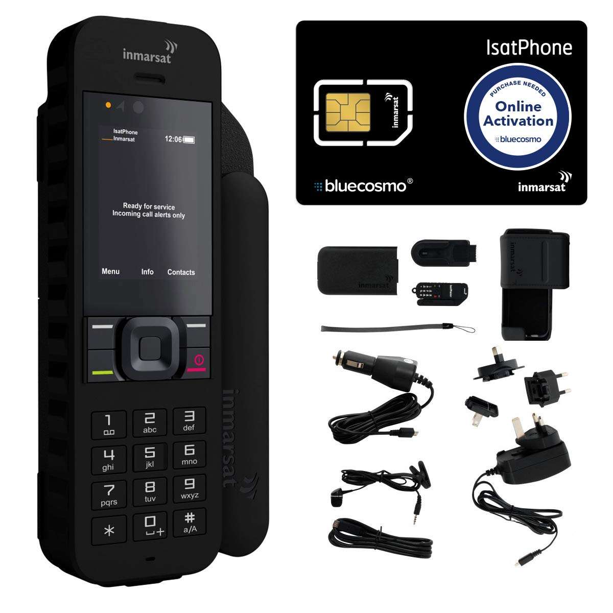 BlueCosmo Inmarsat IsatPhone 2.1 Satellite Phone Kit (SIM Included), unlocked - Global Coverage - Voice, SMS, GPS Tracking, Emergency SOS - Prepaid and Monthly Service Plan Options 1
