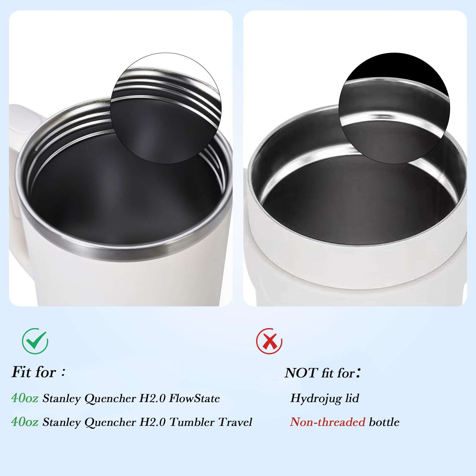 2PCS 40 Oz Tumbler Lid Replacement Fit for Stanley Cup, Flip Straw Lid, Spill Proof and Leak Resistant (Black) 4