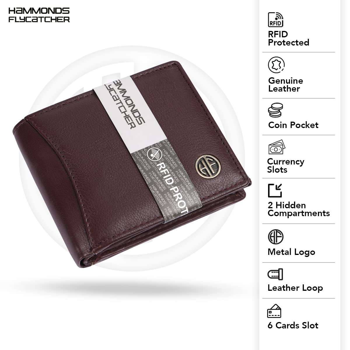 HAMMONDS FLYCATCHER Gift for Men Combo - Genuine Leather Wallet and Keychain Set with Ball Pen- Premium Birthday Gift for Husband, Boyfriend, and Father- Wallet with Multiple Card Slots- Redwood Brown 4